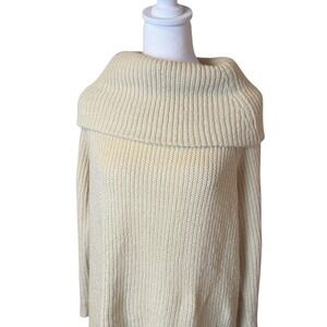 Vtg Denim & Supply Ralph Lauren Womens Cream Chunky Knit Sweater Cowl Neck